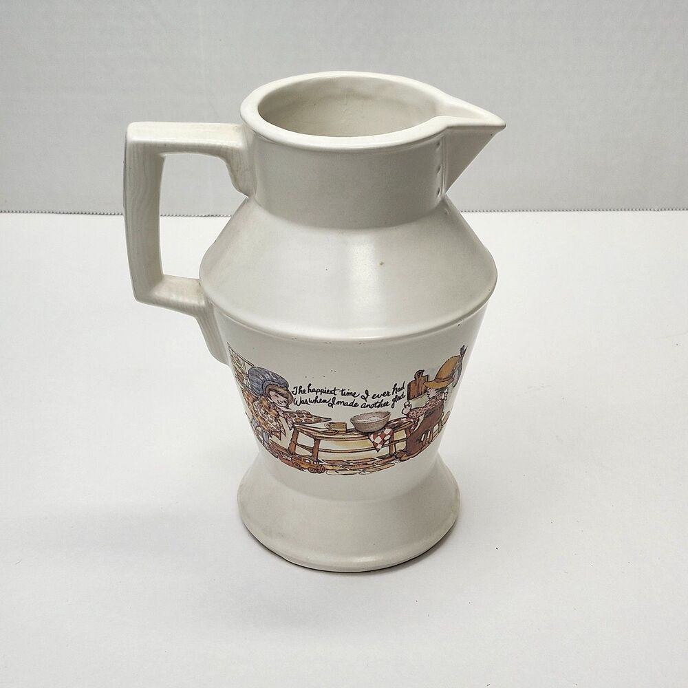 McCoy Vintage 1960s Cream White Pitcher Ceramic Pottery Kitchenware Farmhouse
